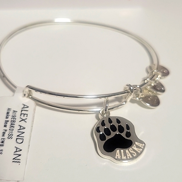 NWT Alex and Ani Silver Alaska Bear Paw Bracelet - Picture 2 of 11